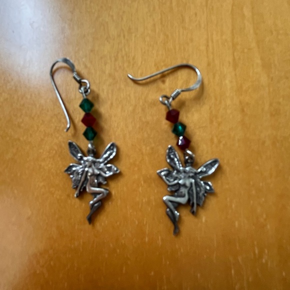 🆕Vintage Sterling Fairy Necklace & Earrings Set Czech Crystals 925 Handmade - Picture 11 of 11